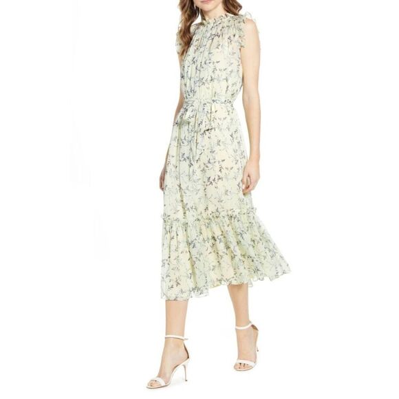 CeCe Women's Wisteria Vines Sleeveless Midi Dress Size 14 NWT - Picture 1 of 11